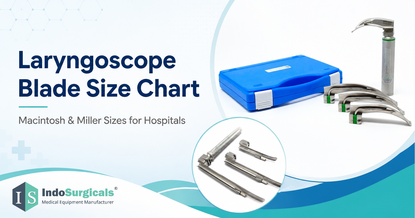 Macintosh and Miller laryngoscope blade size chart for hospitals