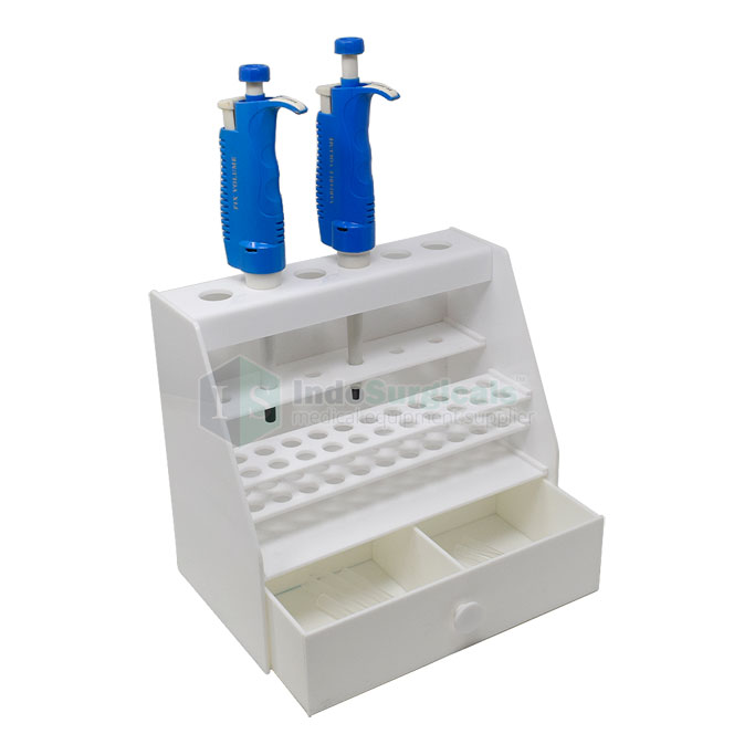 Micropipette Stand for 6 Pipette with Test Tube Rack & Drawer Supplier