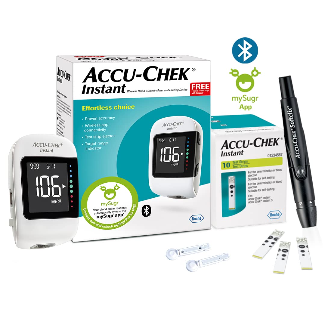 IndoSurgicals Accu-Chek Instant Blood Glucose Glucometer Kit