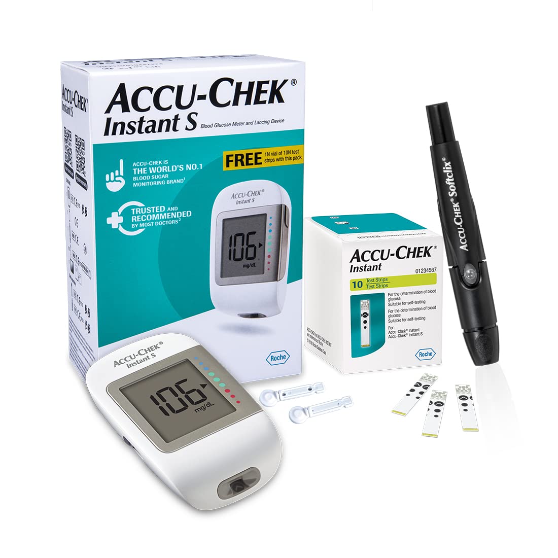 IndoSurgicals Accu-Chek Instant S Blood Glucose Glucometer Kit