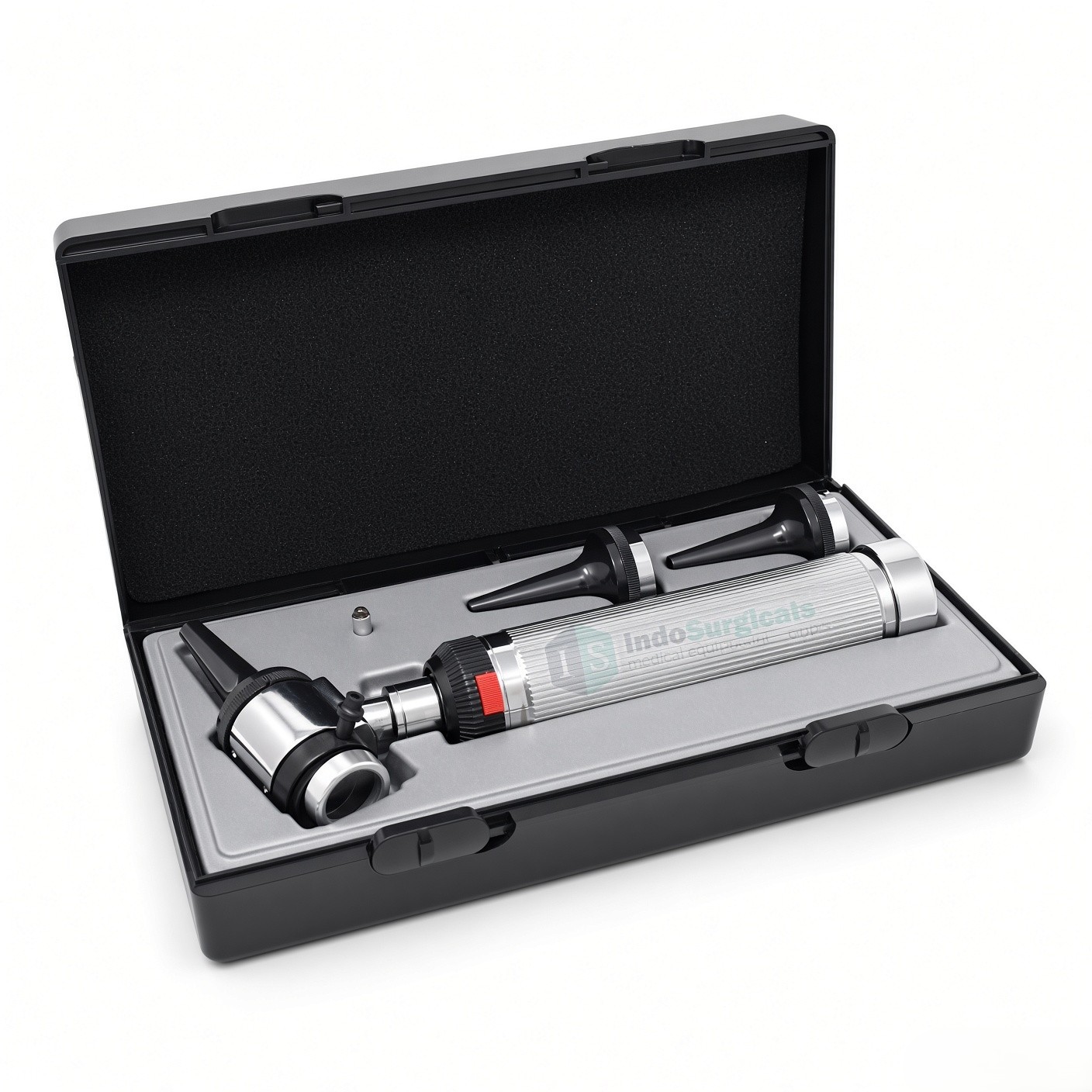 IndoSurgicals Deluxe Quality Otoscope Model 15055 with reusable ear specula and carrying case