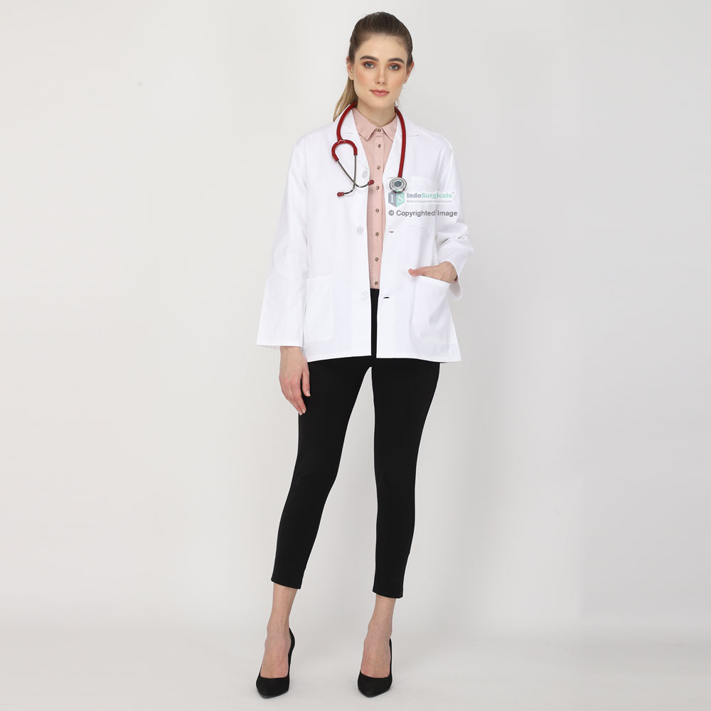 Female Lab Coat (Button Closure) Full Sleeve - Length 28
