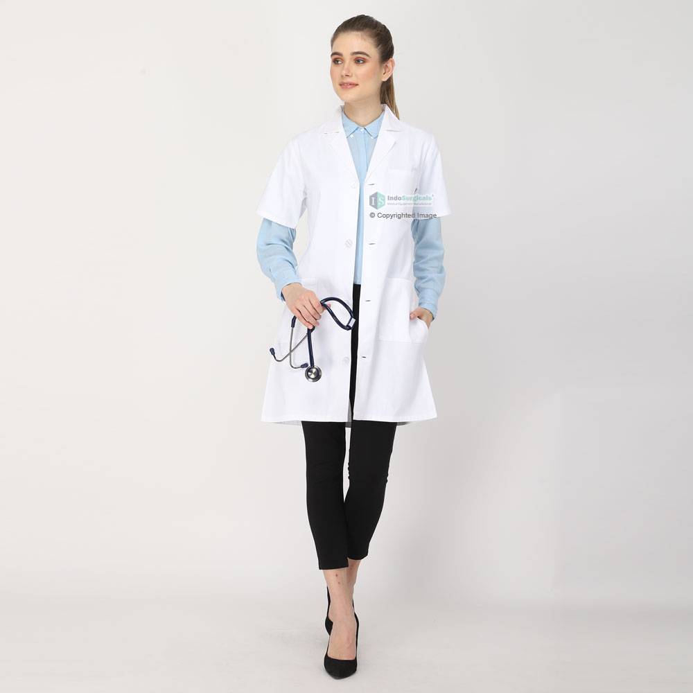 Female Lab Coat (Button Closure) Half Sleeve - Length 37