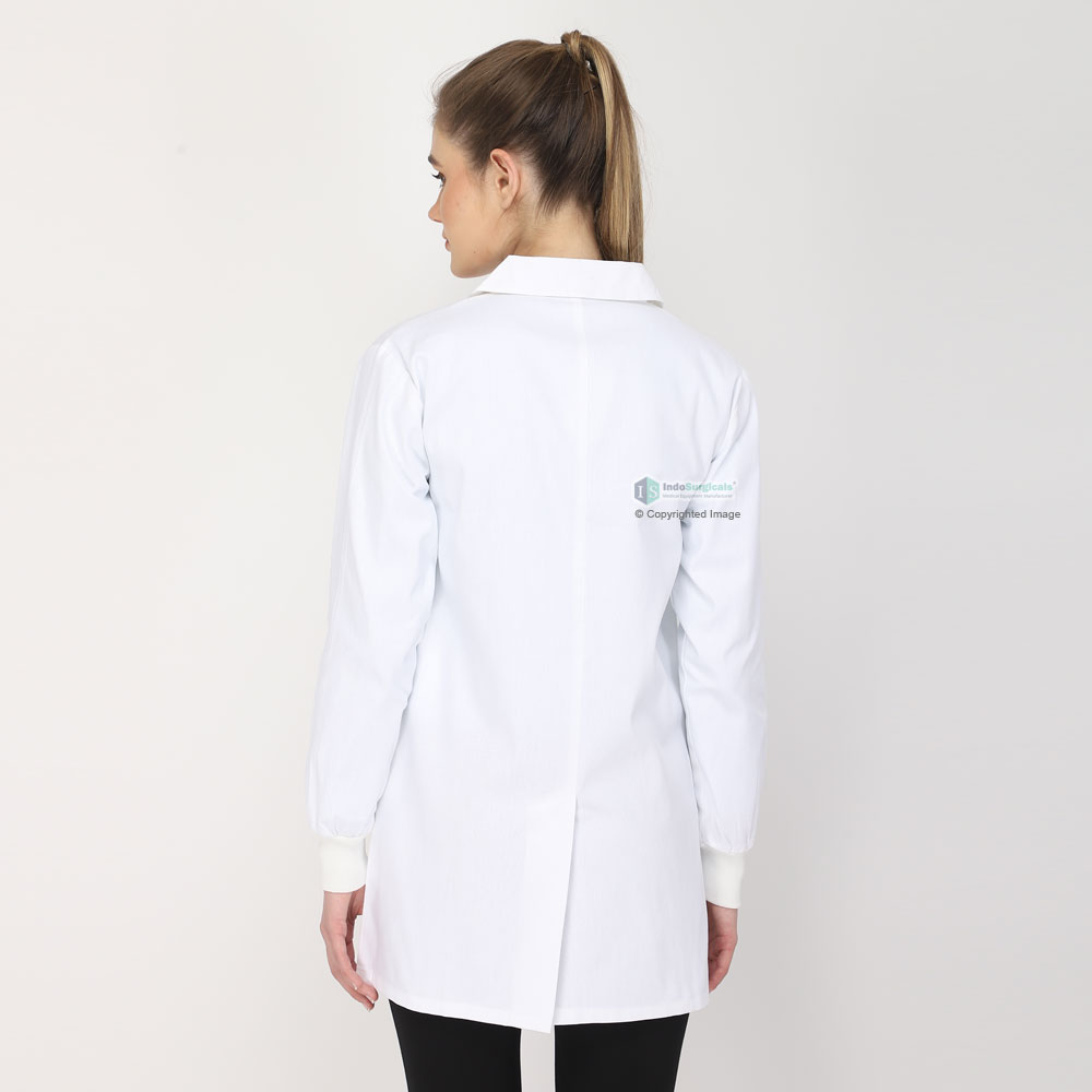 Female Lab Coat (Snap Closure) Full Sleeve with Knit Cuffs - Length 32