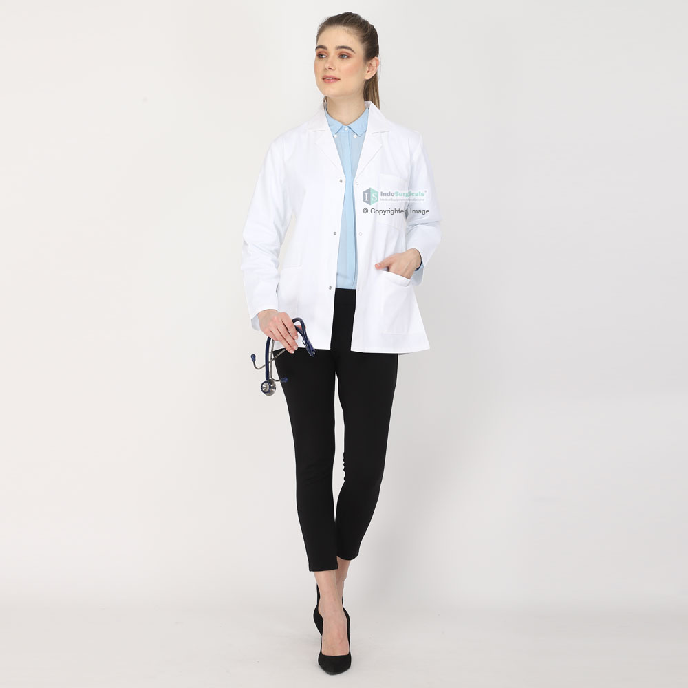 Female Lab Coat (Snap Closure) Full Sleeve - Length 28