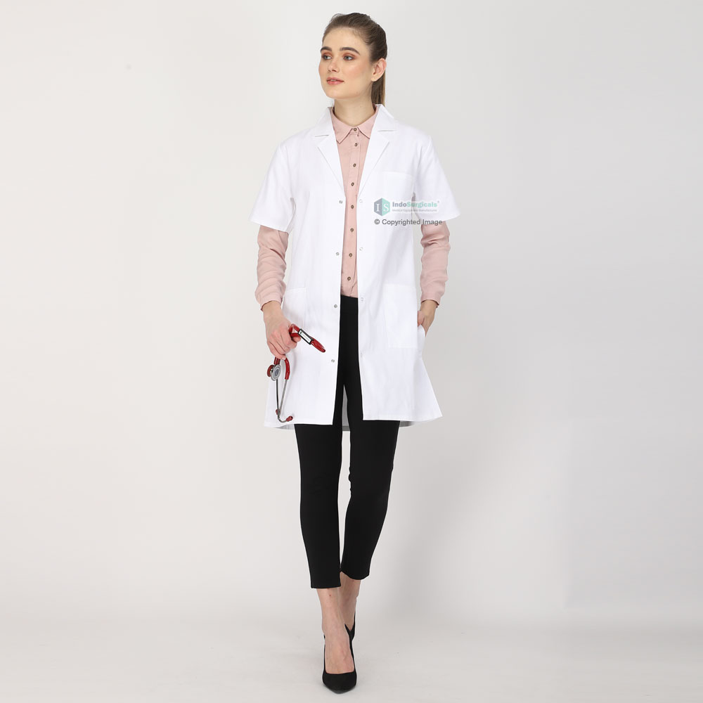 Female Lab Coat (Snap Closure) Half Sleeve - Length 35