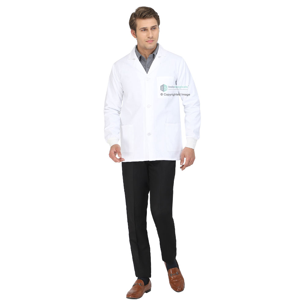 Unisex Lab Coat (Button Closure) Full Sleeve with Knit Cuffs - Length 30