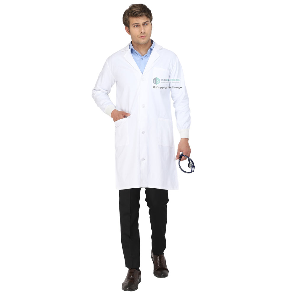 Unisex Lab Coat (Button Closure) Full Sleeve with Knit Cuffs - Length 41
