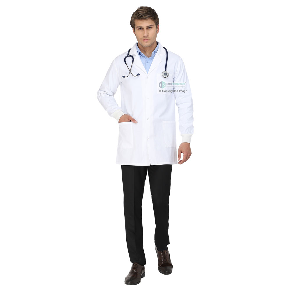 Unisex Lab Coat (Snap Closure) Full Sleeve with Knit Cuffs - Length 34