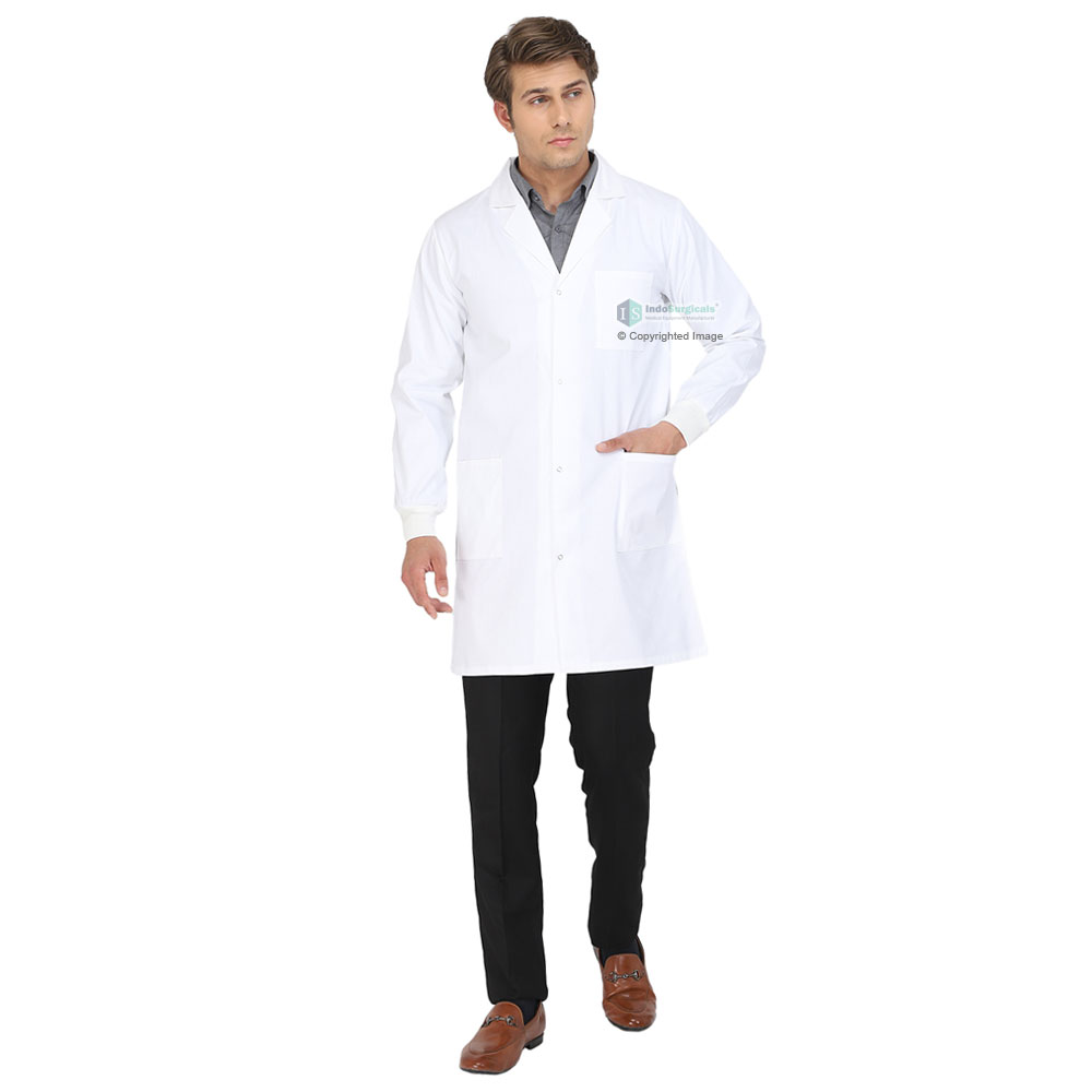 Unisex Lab Coat (Snap Closure) Full Sleeve with Knit Cuffs - Length 37