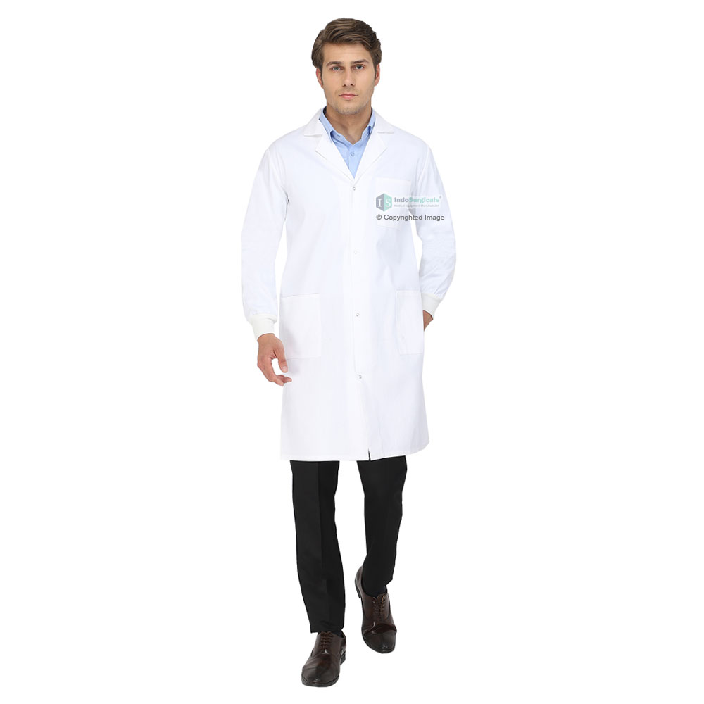 Unisex Lab Coat (Snap Closure) Full Sleeve with Knit Cuffs - Length 41