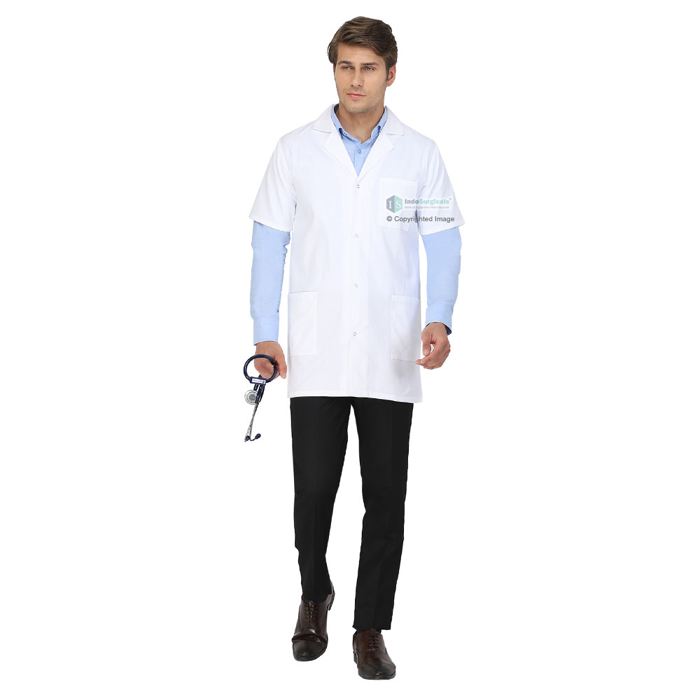 Unisex Lab Coat (Snap Closure) Half Sleeve - Length 34