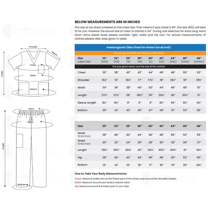 Scrub Suit for Doctors (Unisex) Poly Cotton (V-Neck) Manufacturer